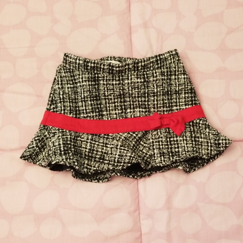 BabiesRUs Tweed-look Black & White Skirt w/Red Bow
